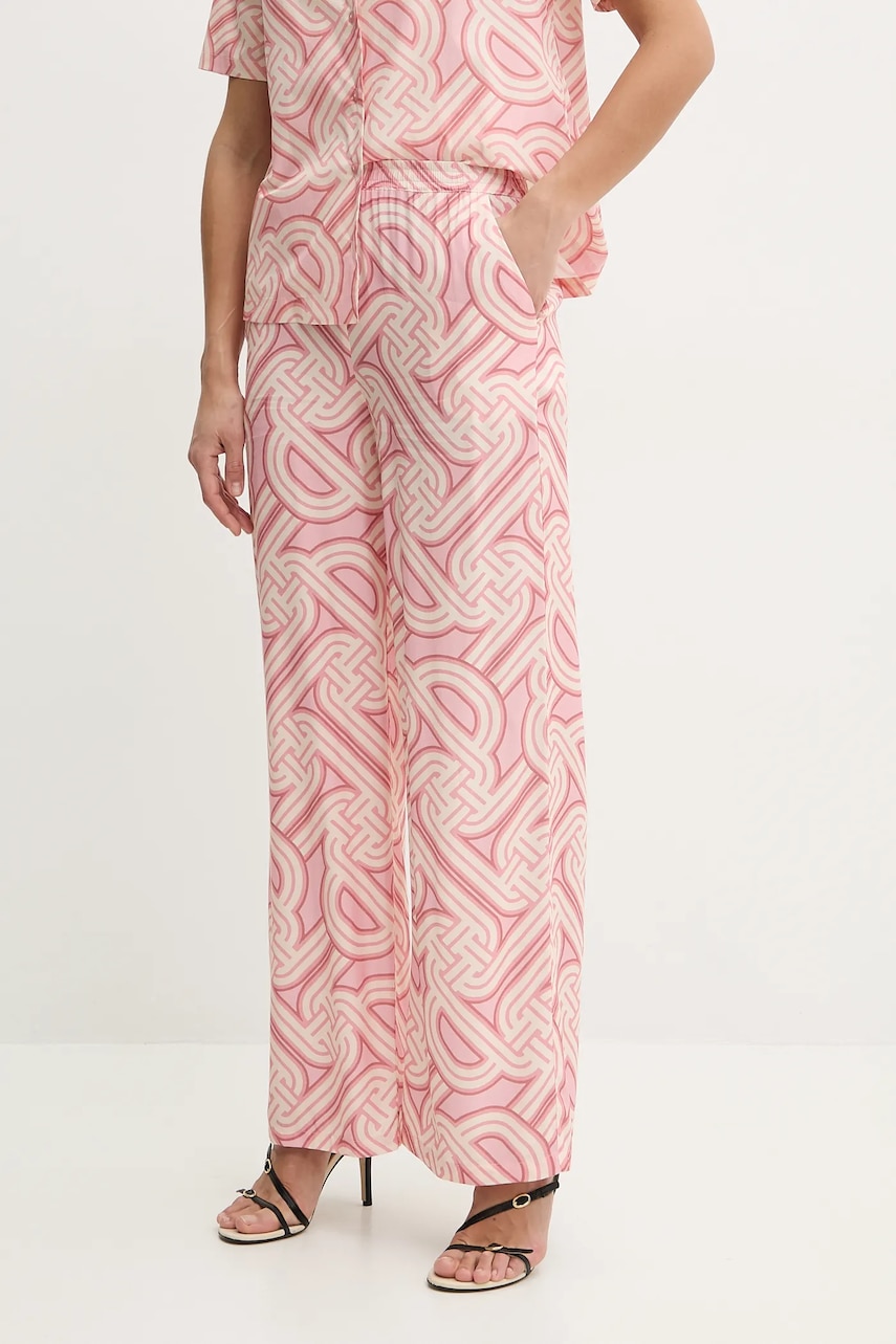 Silvian Heach pantaloni AROCA femei, culoarea roz, lat, high waist, GPP25396PA Silvian Heach pantaloni AROCA femei, culoarea roz, lat, high waist, GPP25396PA