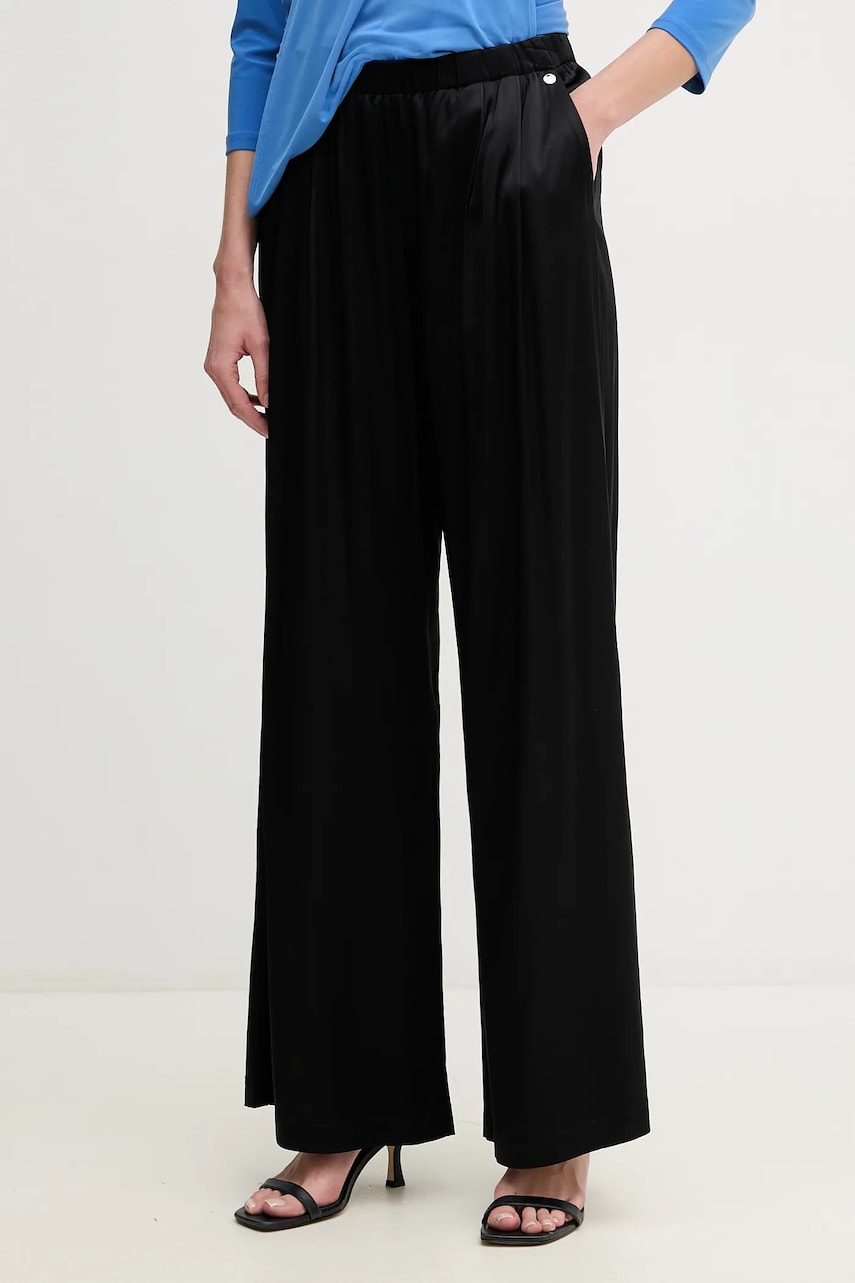 Mos Mosh pantaloni femei, culoarea negru, lat, high waist, 169340 Mos Mosh pantaloni femei, culoarea negru, lat, high waist, 169340