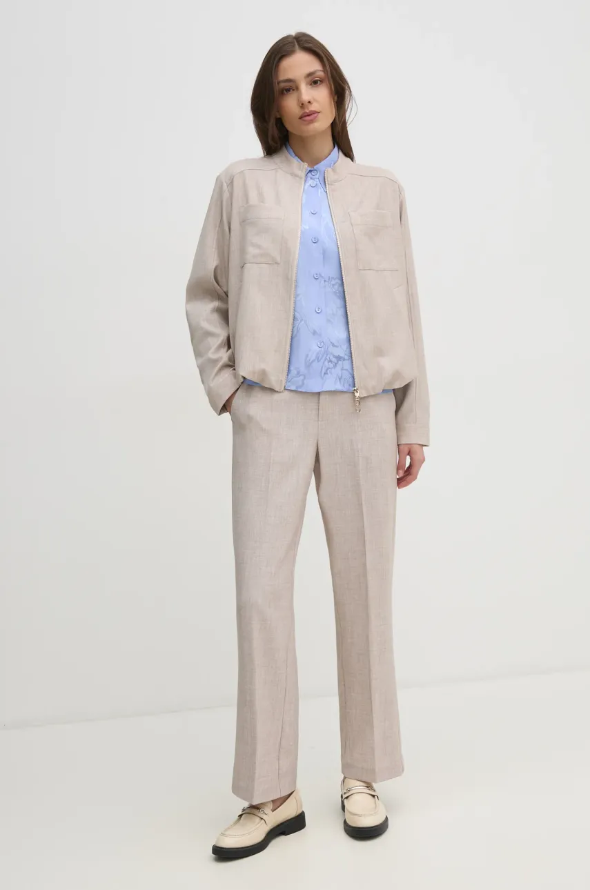 Брюки Mos Mosh женские цвет бежевый прямые высокая посадка 169210 Брюки Mos Mosh женские цвет бежевый прямые высокая посадка 169210