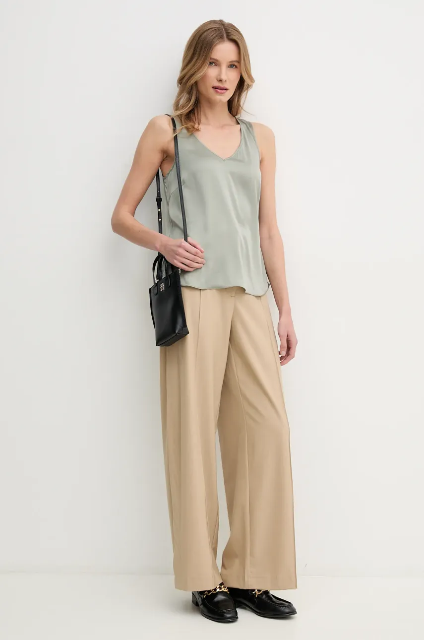 Брюки Mos Mosh женские цвет бежевый широкие высокая посадка 169780 Брюки Mos Mosh женские цвет бежевый широкие высокая посадка 169780