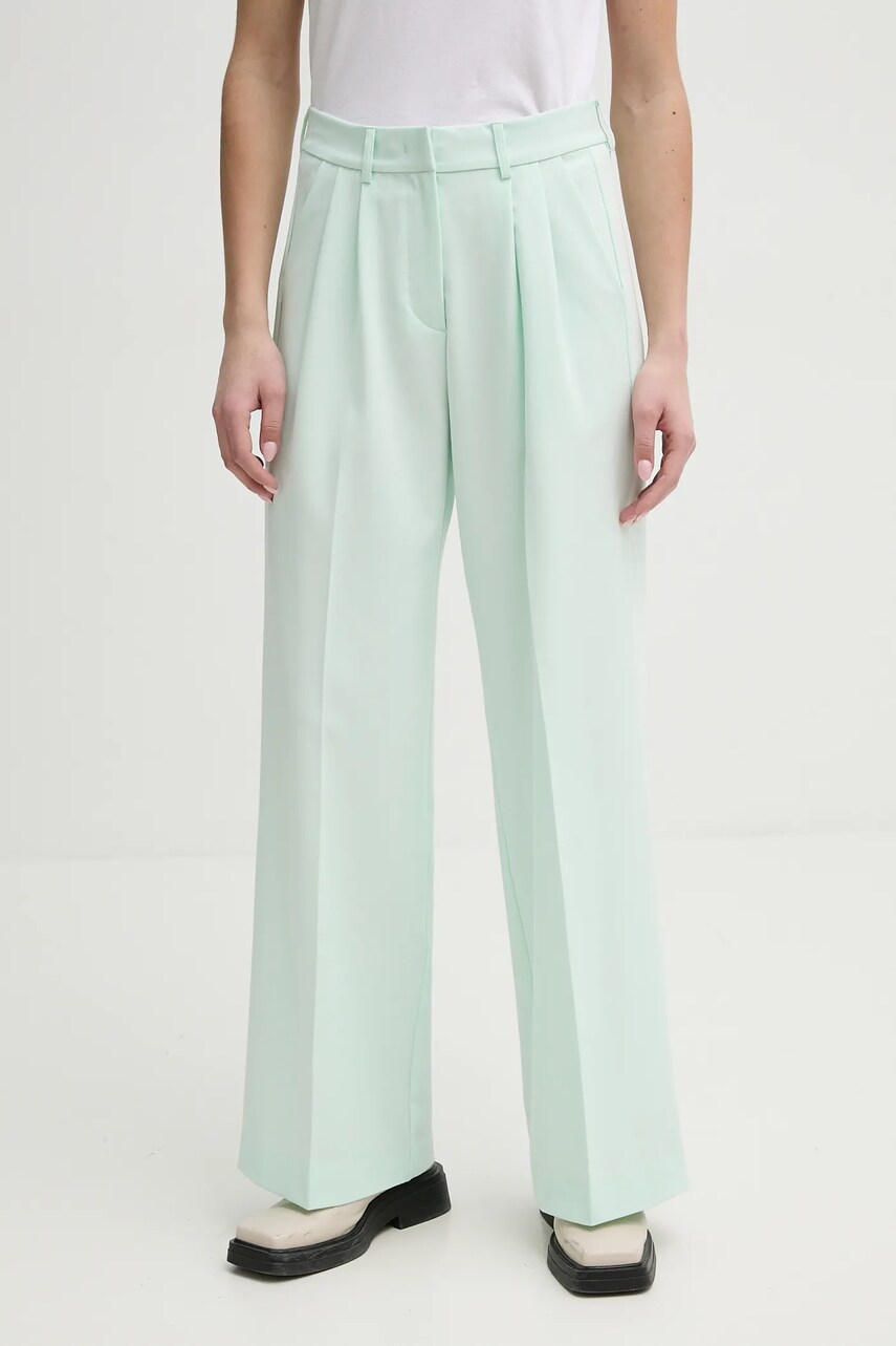 Levně Kalhoty 2NDDAY Mille dámské, zelená barva, široké, high waist, 2252162151