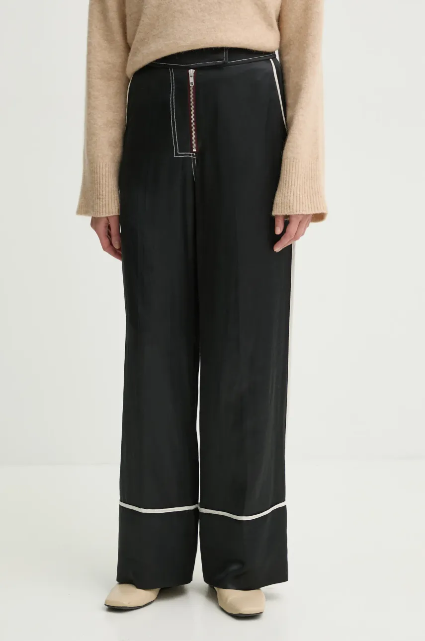 Day Birger et Mikkelsen pantaloni din amestec de in Gianna femei, culoarea negru, lat, high waist, DAY65243687