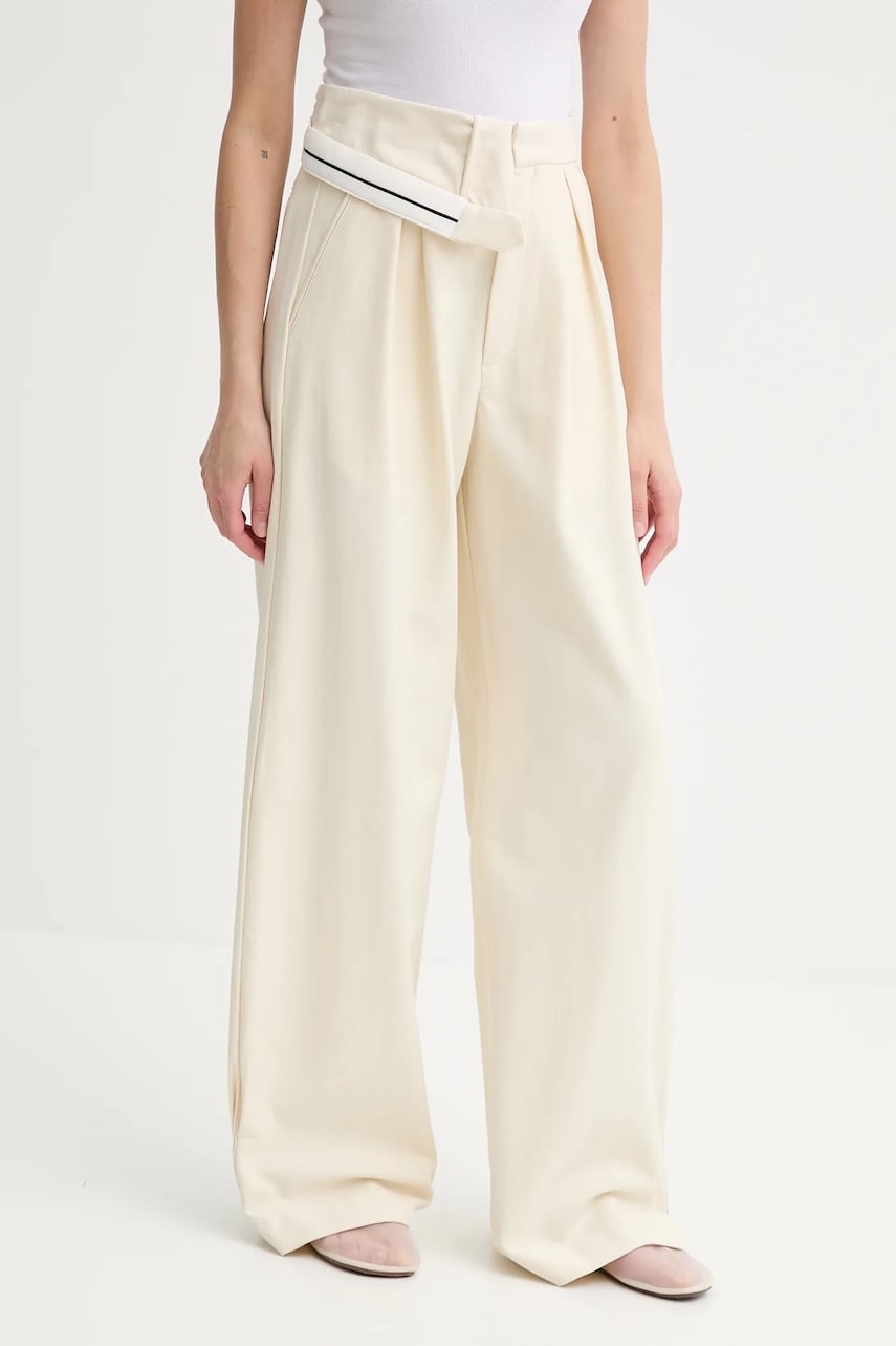 Levně Kalhoty Alohas Moca dámské, béžová barva, široké, high waist, R100835