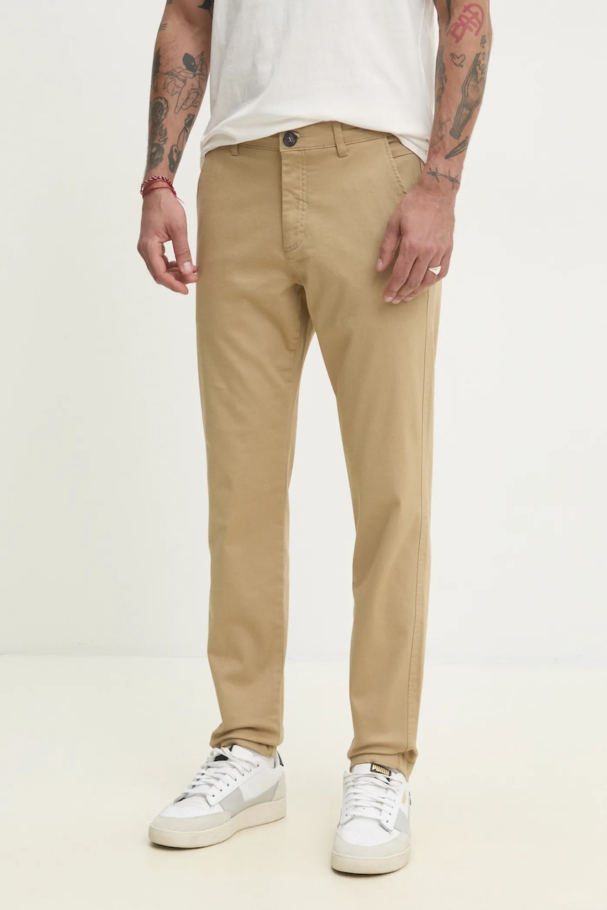 Solid pantaloni ERICO barbati, culoarea verde, cu fason chinos, 21107652.171022