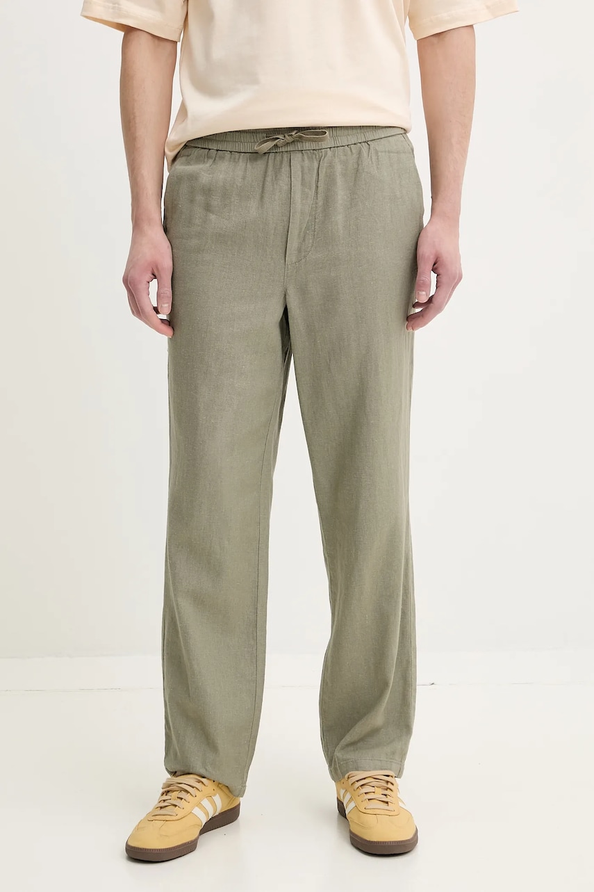 Solid pantaloni din in ALLAN barbati, culoarea verde, drept, 21108254.170613 Solid pantaloni din in ALLAN barbati, culoarea verde, drept, 21108254.170613