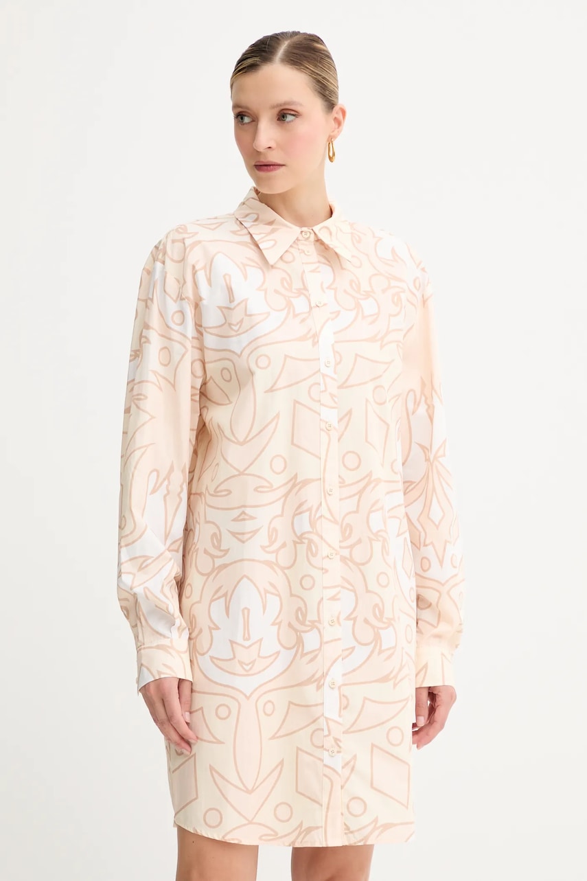 Silvian Heach rochie din bumbac SERINIO culoarea bej, mini, dreaptă, CVP25096VE