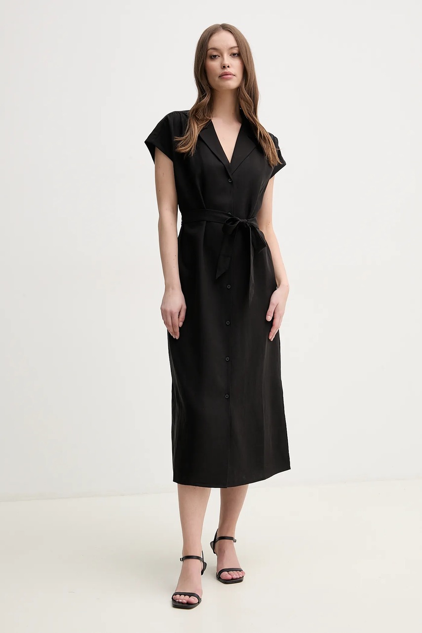 Mos Mosh rochie culoarea negru, midi, dreaptă, 169630