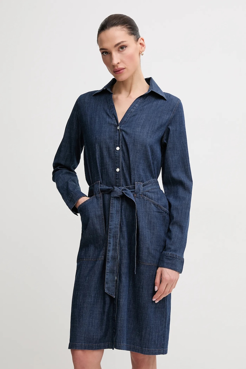 Mos Mosh rochie jeans culoarea bleumarin, mini, drept, 168460 Mos Mosh rochie jeans culoarea bleumarin, mini, drept, 168460