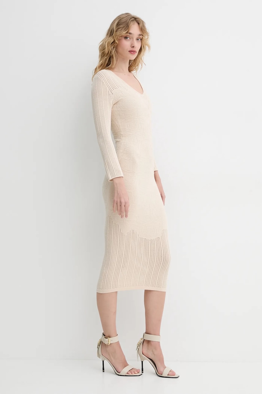 Сукня Blugirl Blumarine колір бежевий midi облягаюче RA5012.MS99E