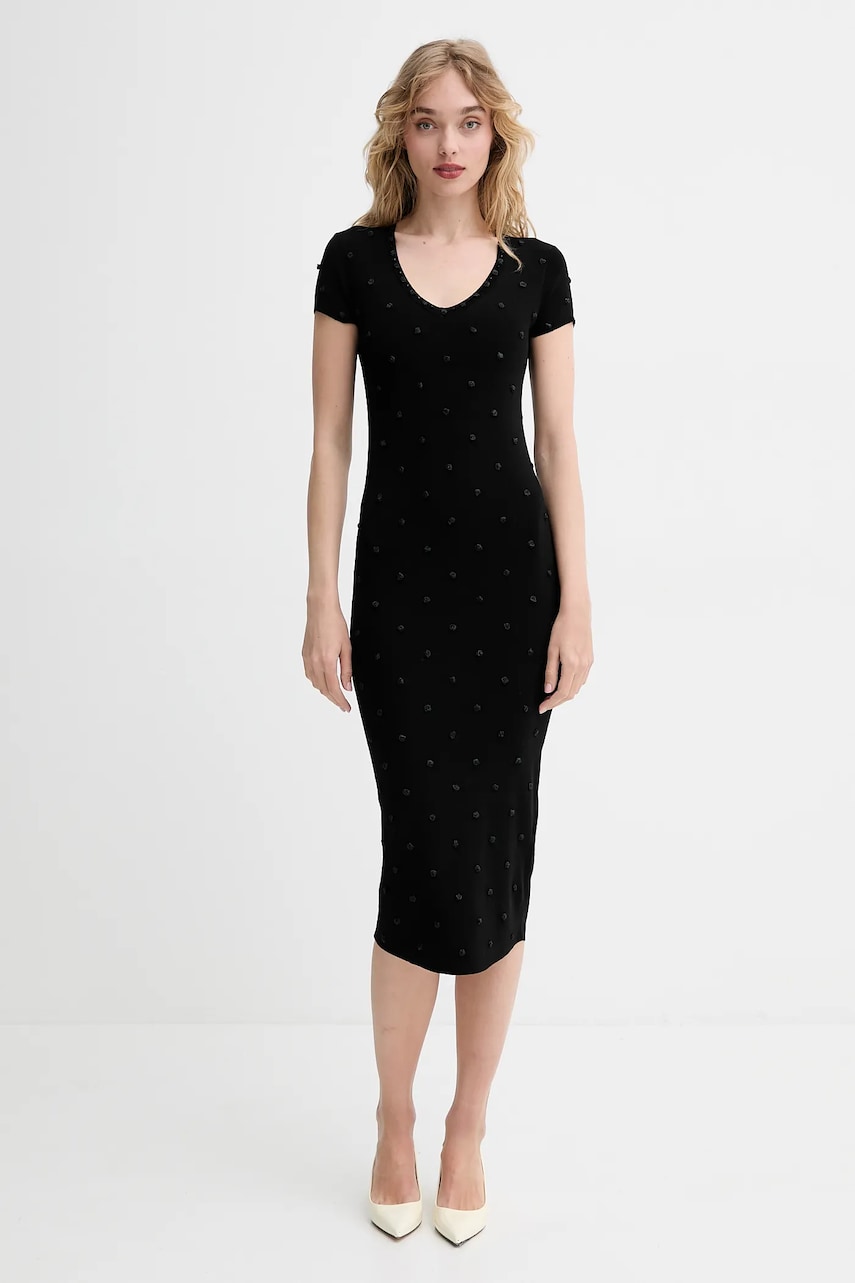 Blugirl Blumarine rochie culoarea negru, midi, mulata, RA5097.MS46M Blugirl Blumarine rochie culoarea negru, midi, mulata, RA5097.MS46M