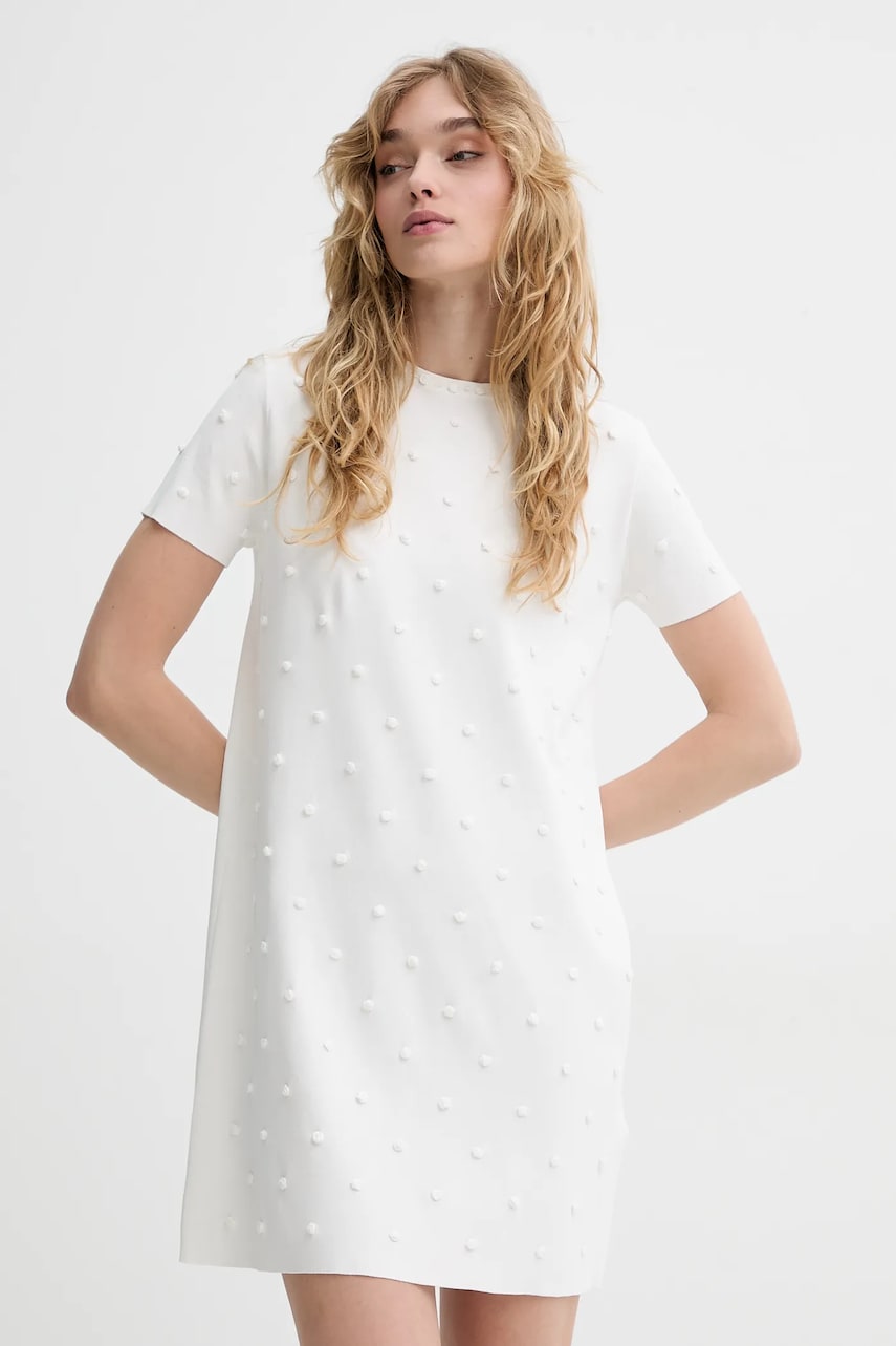 Сукня Blugirl Blumarine колір бежевий mini пряма RA5100.MS46M