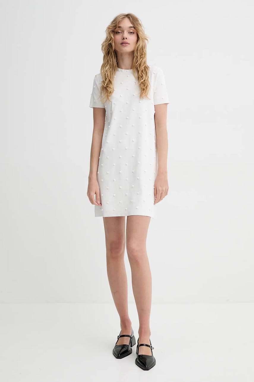 Сукня Blugirl Blumarine колір бежевий mini пряма RA5100.MS46M