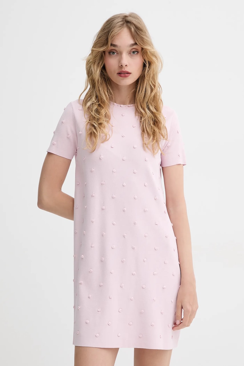 Blugirl Blumarine rochie culoarea roz, mini, drept, RA5100.MS46M