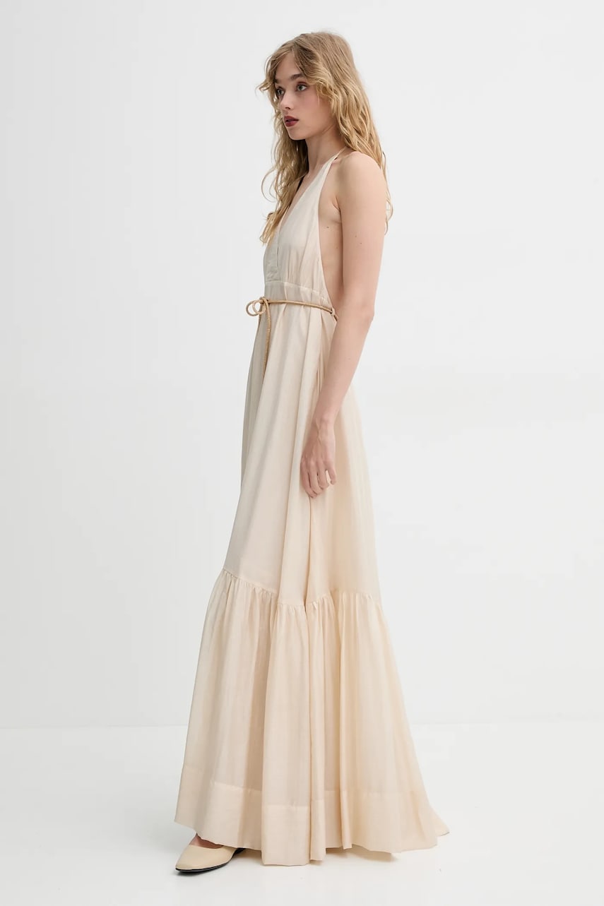 Сукня Blugirl Blumarine колір бежевий maxi розкльошена RA5193.T2948