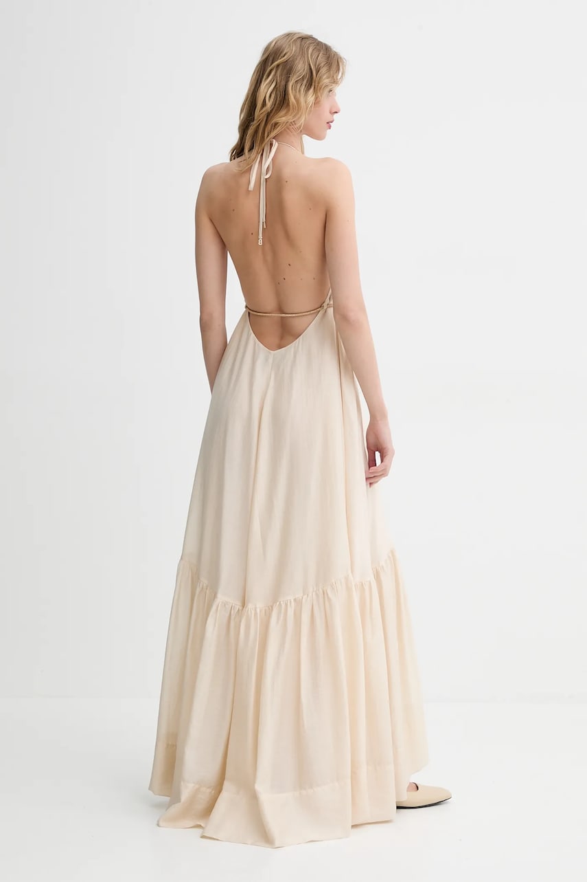 Сукня Blugirl Blumarine колір бежевий maxi розкльошена RA5193.T2948