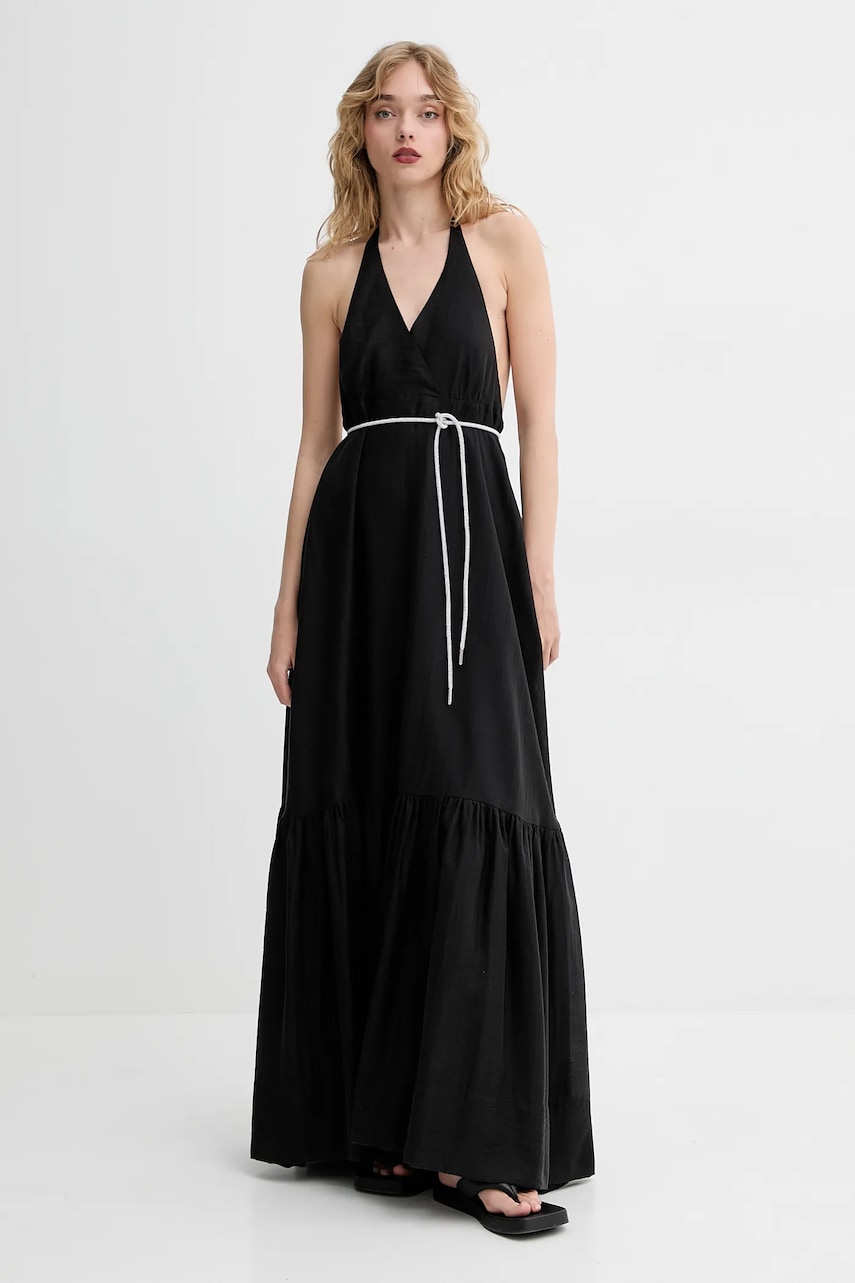 Blugirl Blumarine rochie culoarea negru, maxi, evazati, RA5193.T2948 Blugirl Blumarine rochie culoarea negru, maxi, evazati, RA5193.T2948