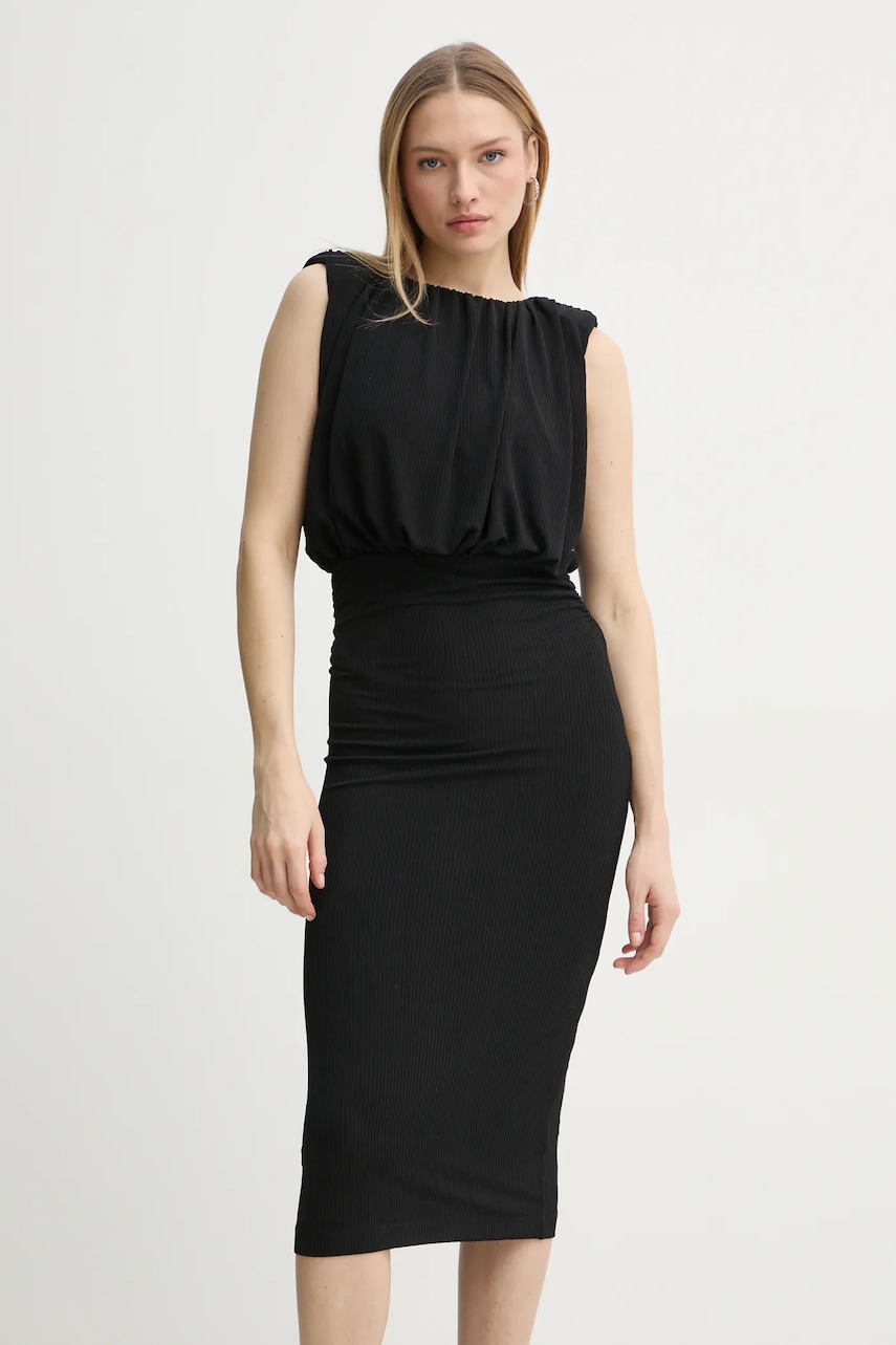 Day Birger et Mikkelsen rochie Virgine culoarea negru, midi, mulata, DAY65243771 Day Birger et Mikkelsen rochie Virgine culoarea negru, midi, mulata, DAY65243771