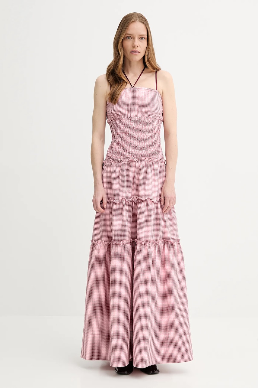 Alohas rochie din bumbac Masami culoarea roz, maxi, evazați, R100944