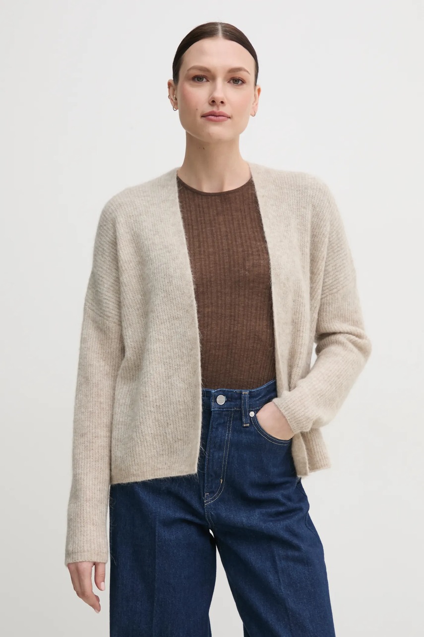 Mos Mosh cardigan din lana femei, culoarea bej, 168780