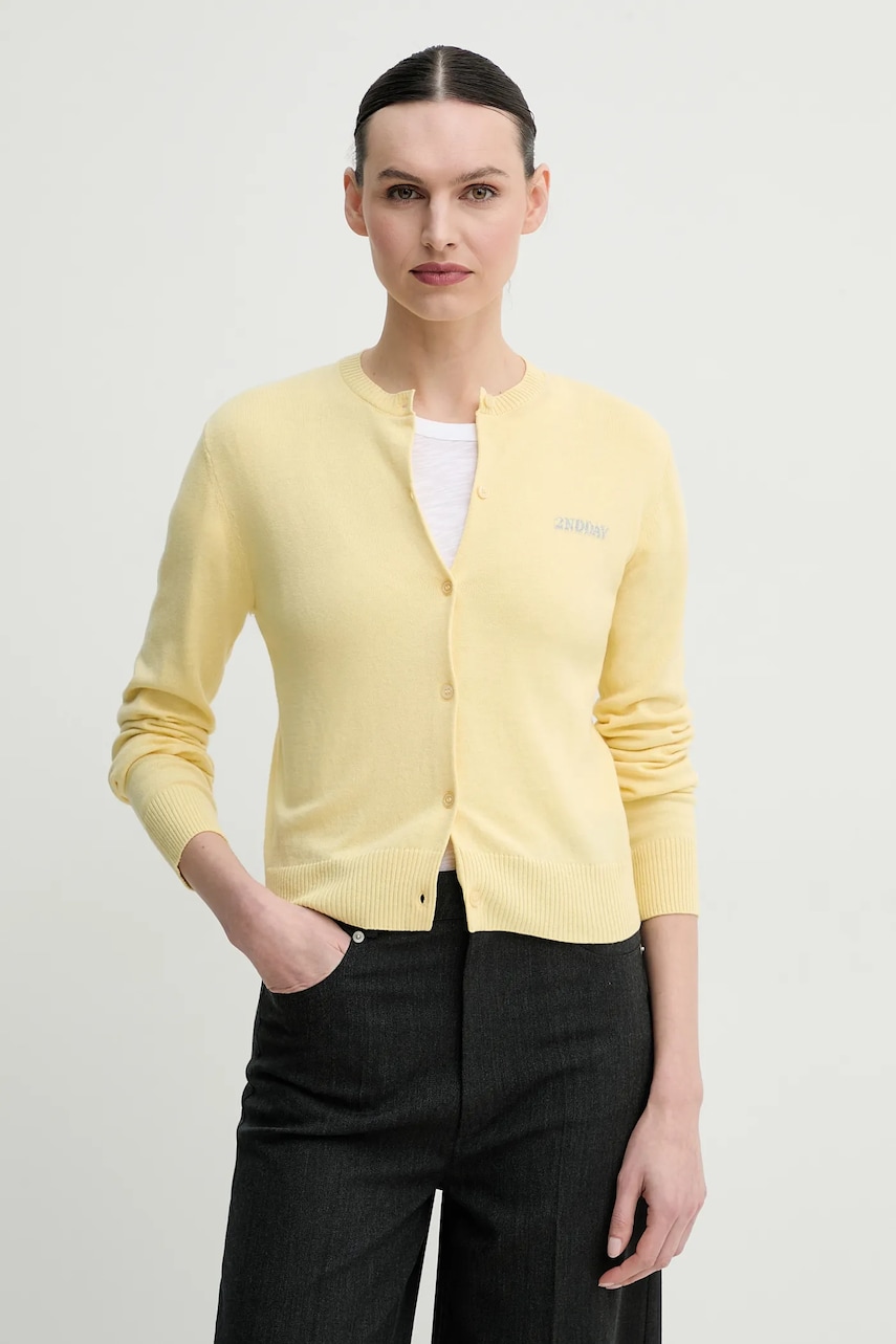 2NDDAY cardigan din amestec de lana Vinny femei, culoarea galben, light, 2252341408