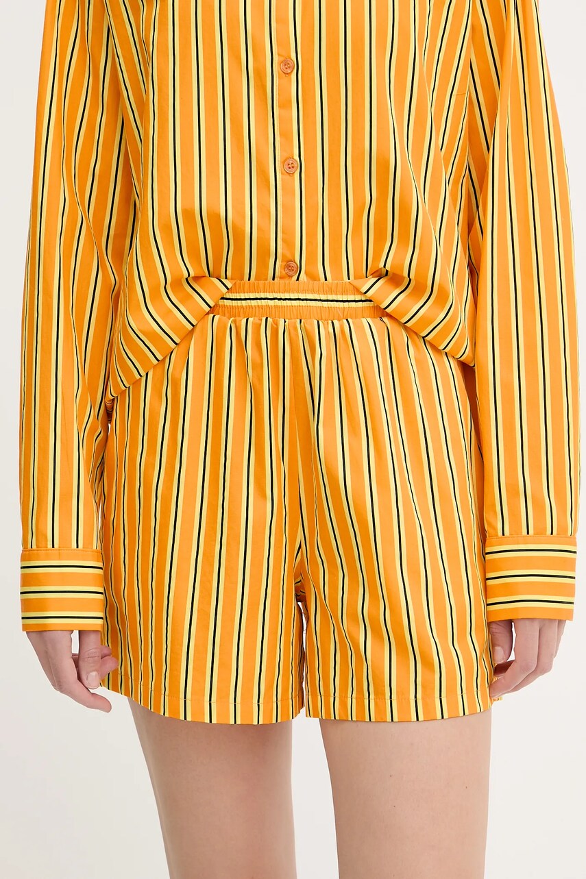 Silvian Heach pantaloni scurți din bumbac TAIR culoarea portocaliu, cu imprimeu, high waist, GPP25445SH