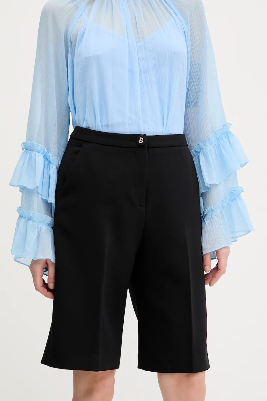 Blugirl Blumarine pantaloni scurti femei, culoarea negru, neted, high waist, RA5156.T2968 Blugirl Blumarine pantaloni scurti femei, culoarea negru, neted, high waist, RA5156.T2968