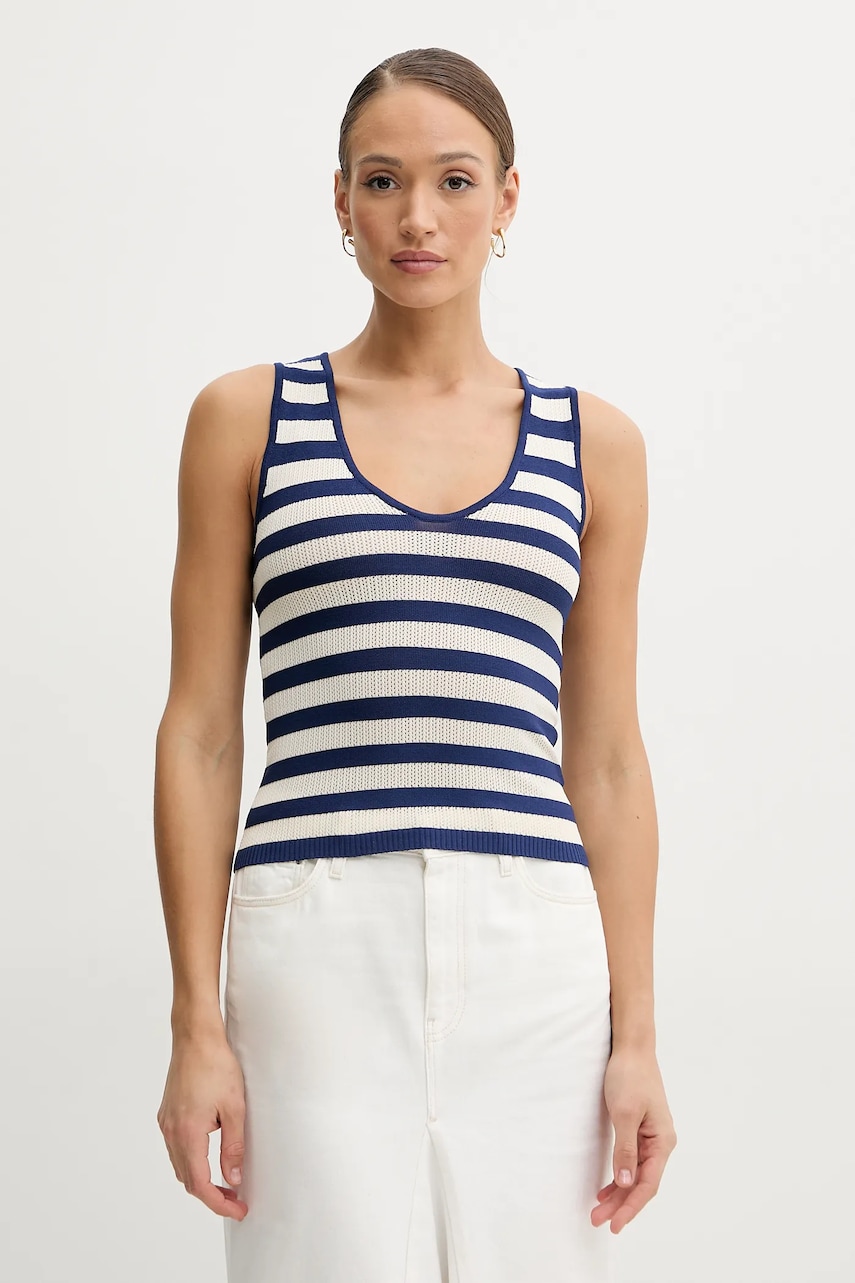 Silvian Heach bluza MANZENI femei, culoarea albastru marin, modelator, GPP25011TO
