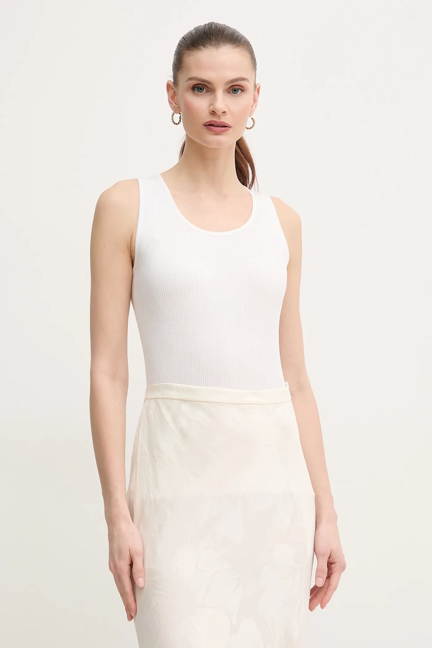 Mos Mosh top din amestec de matase culoarea bej, 168310 Mos Mosh top din amestec de matase culoarea bej, 168310