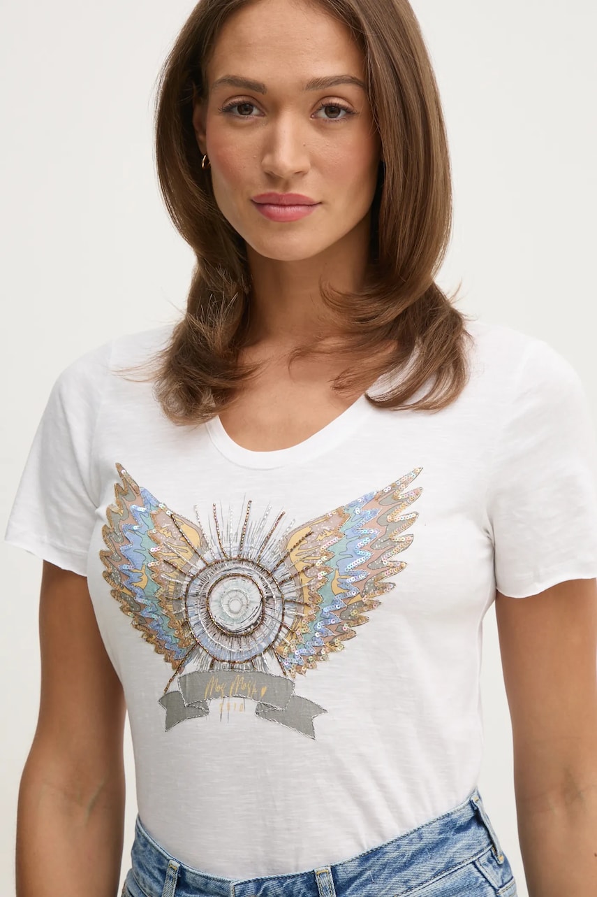 Mos Mosh tricou din bumbac femei, culoarea alb, 170520