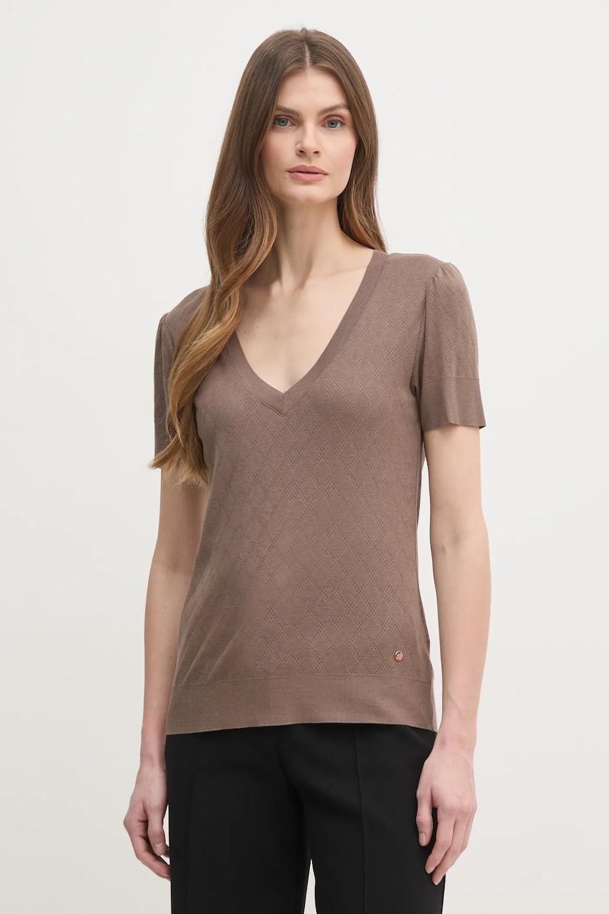Mos Mosh tricou femei, culoarea maro, 168400 Mos Mosh tricou femei, culoarea maro, 168400