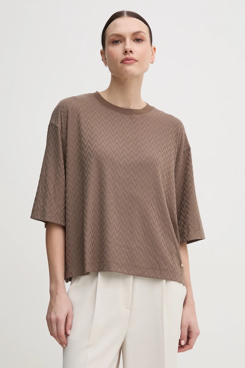 Mos Mosh tricou femei, culoarea maro, 168600 Mos Mosh tricou femei, culoarea maro, 168600