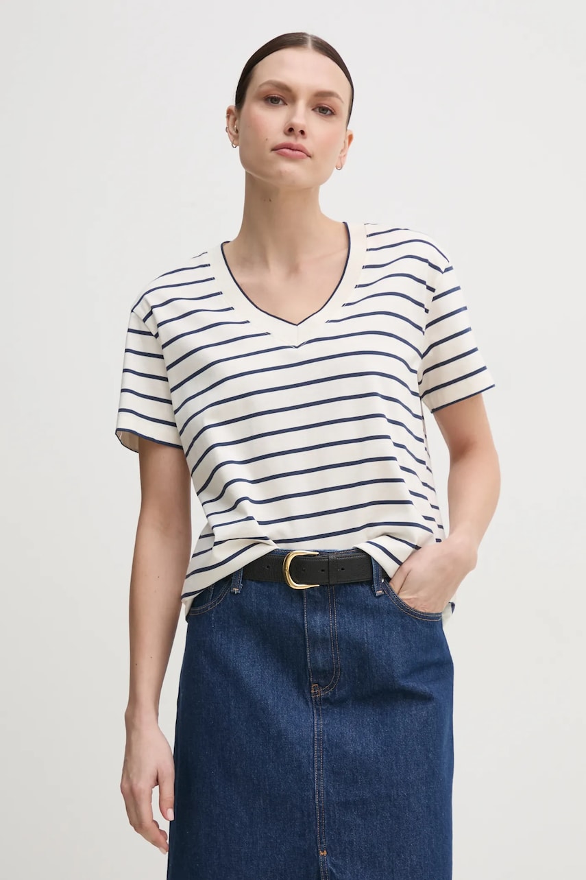 Mos Mosh tricou din bumbac femei, culoarea bej, 168630