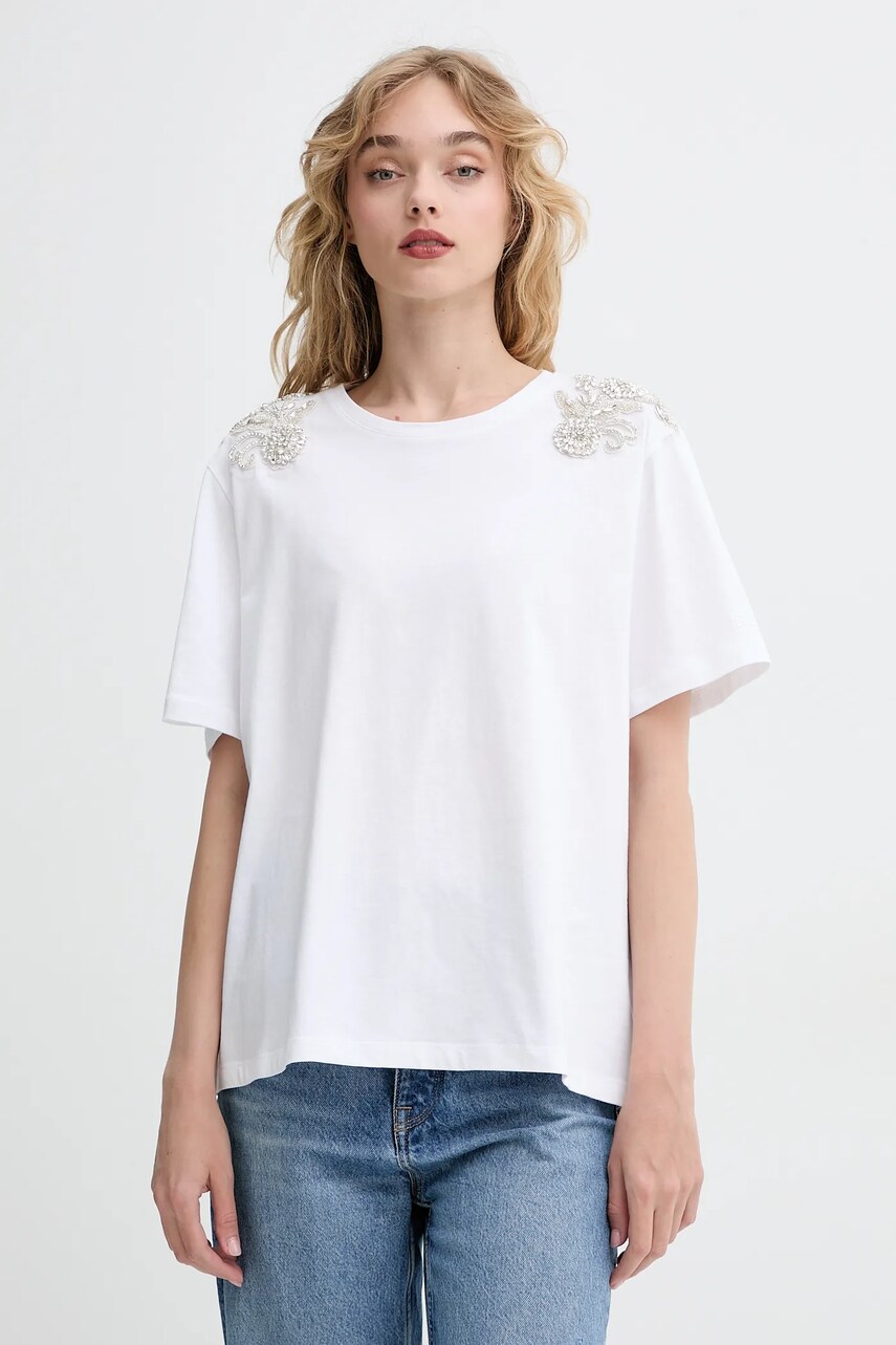 Blugirl Blumarine tricou din bumbac femei, culoarea alb, RA5191.J7720