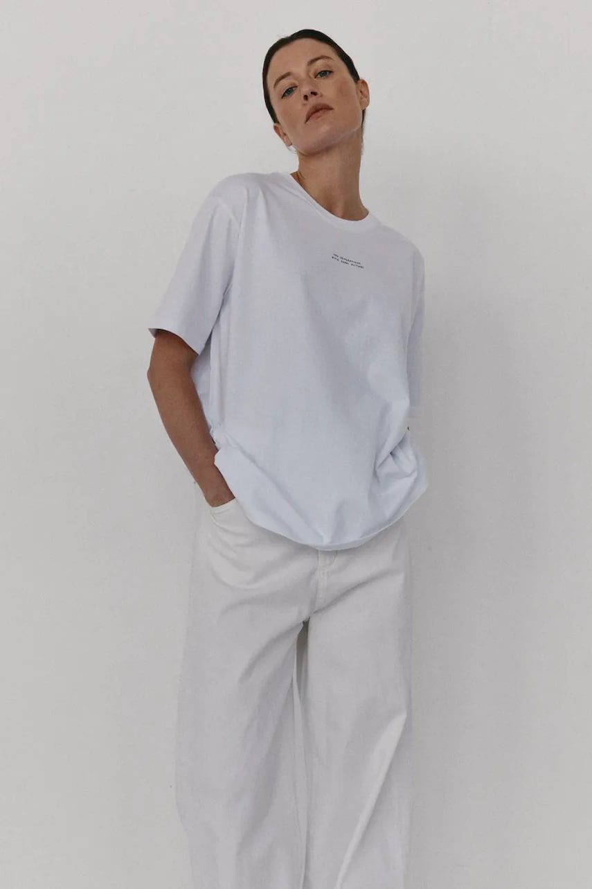 MUUV. tricou din bumbac SAD GENERATION WITH HAPPY PICTURES culoarea alb