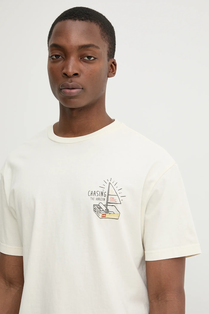 Βαμβακερό μπλουζάκι Solid ORVAL ανδρικό, χρώμα: μπεζ, 21108505.114201 φωτογραφία