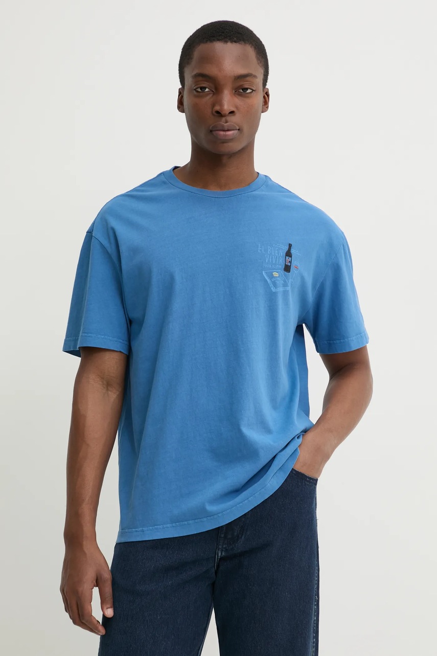 Βαμβακερό μπλουζάκι Solid ORVAL ανδρικό, χρώμα: μοβ, 21108505.184041 φωτογραφία