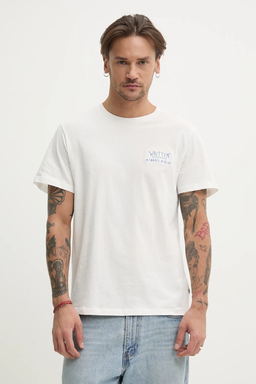 Solid tricou din bumbac OSBOURNE barbati, culoarea alb, cu imprimeu, 21108511.114201