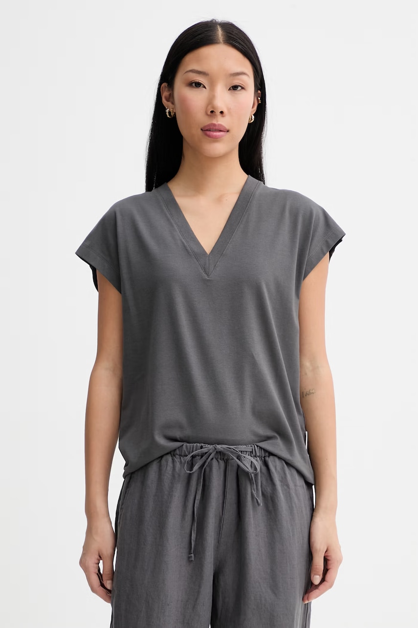 Marc O'Polo t-shirt γυναικείο με βαμβάκι 5000014116 γκρι