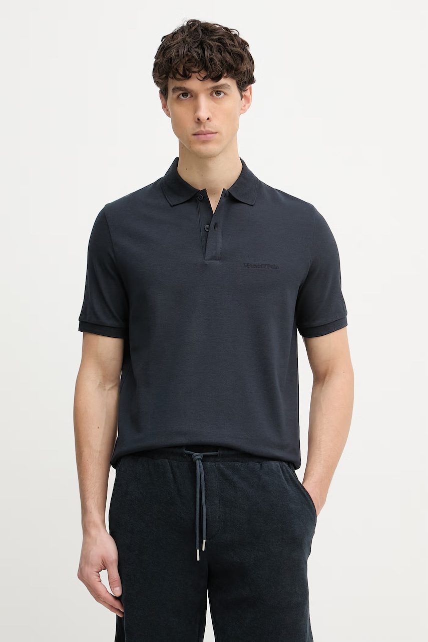 Marc O'Polo πόλο Ανδρικό με βαμβάκι 5000013992 σκούρο μπλε M,S,L,XXL,XL