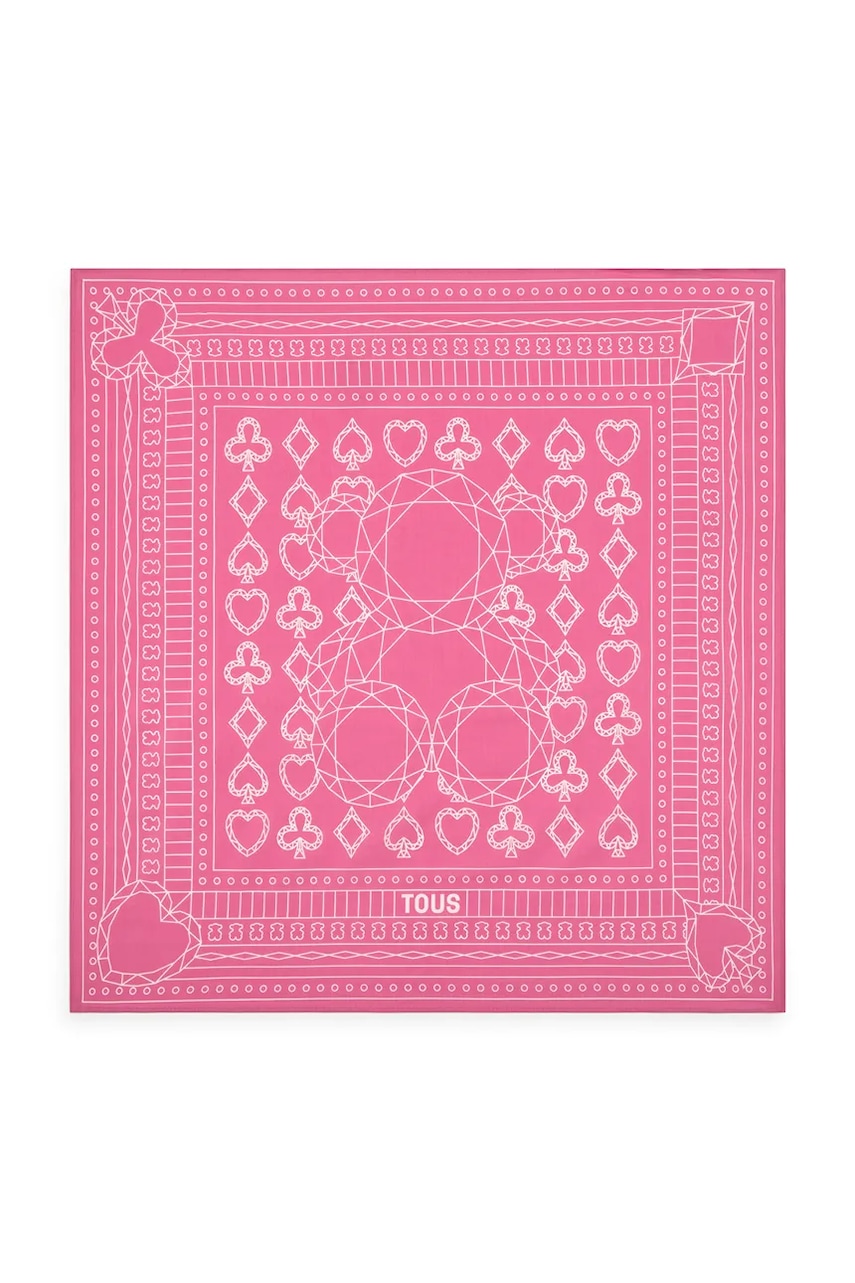 Tous o eșarfă cu mătase All In culoarea roz, cu imprimeu, 2002202633