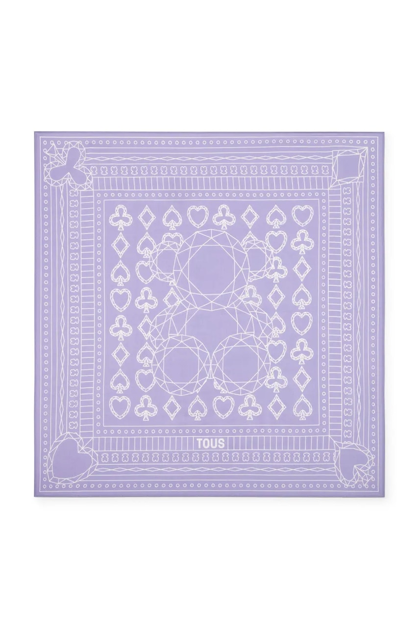 Tous o eșarfă cu mătase All In culoarea violet, cu imprimeu, 2002202633