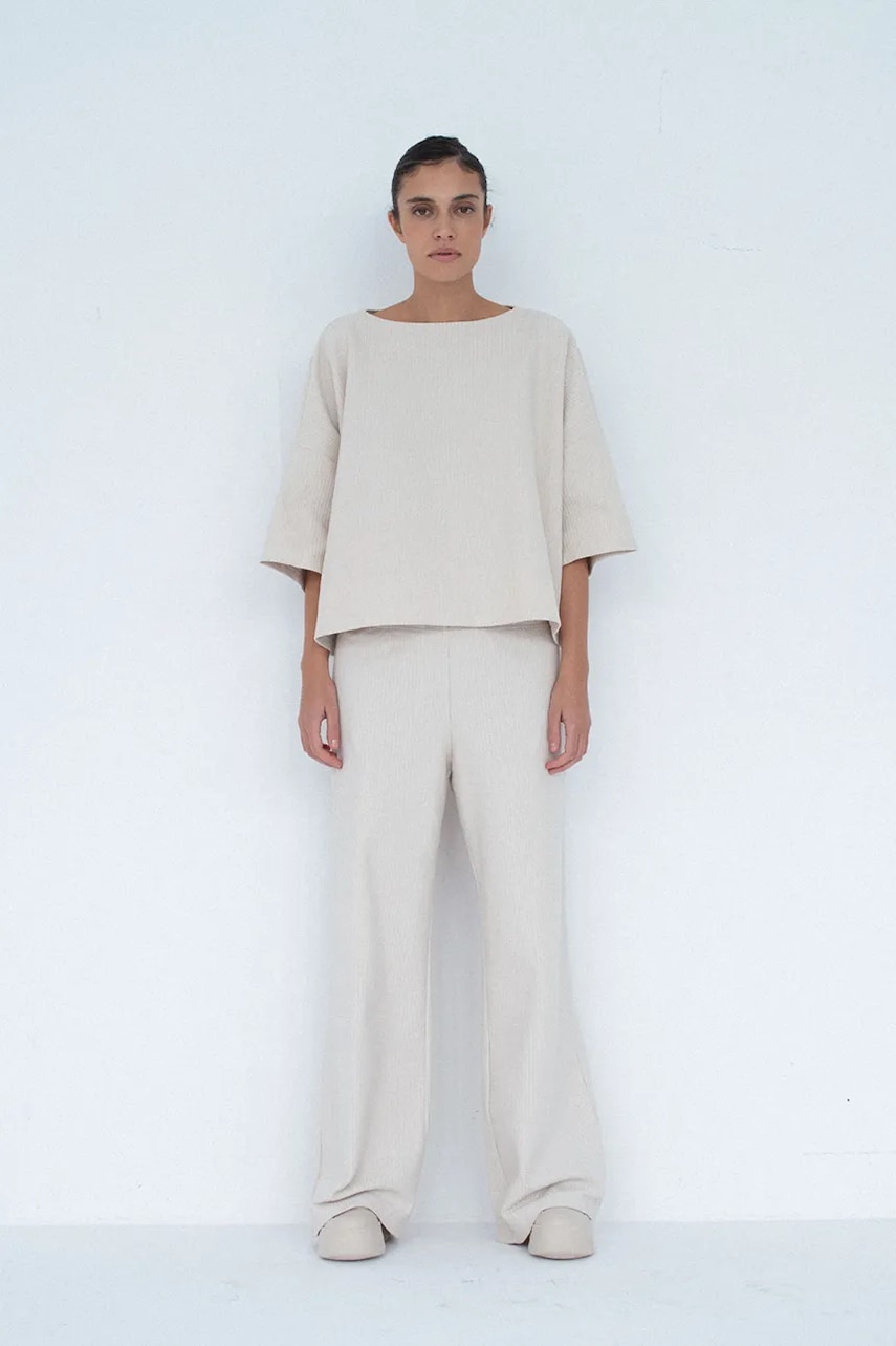 Muuv. pantaloni wide leg pentru femei, din bumbac MOAI