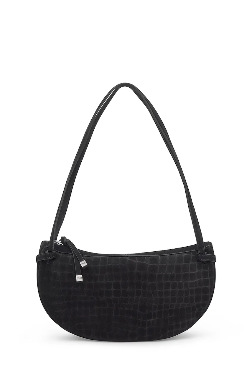 Tous geanta de mână din piele întoarsă Hombro Halfmoon culoarea negru, 2002359051