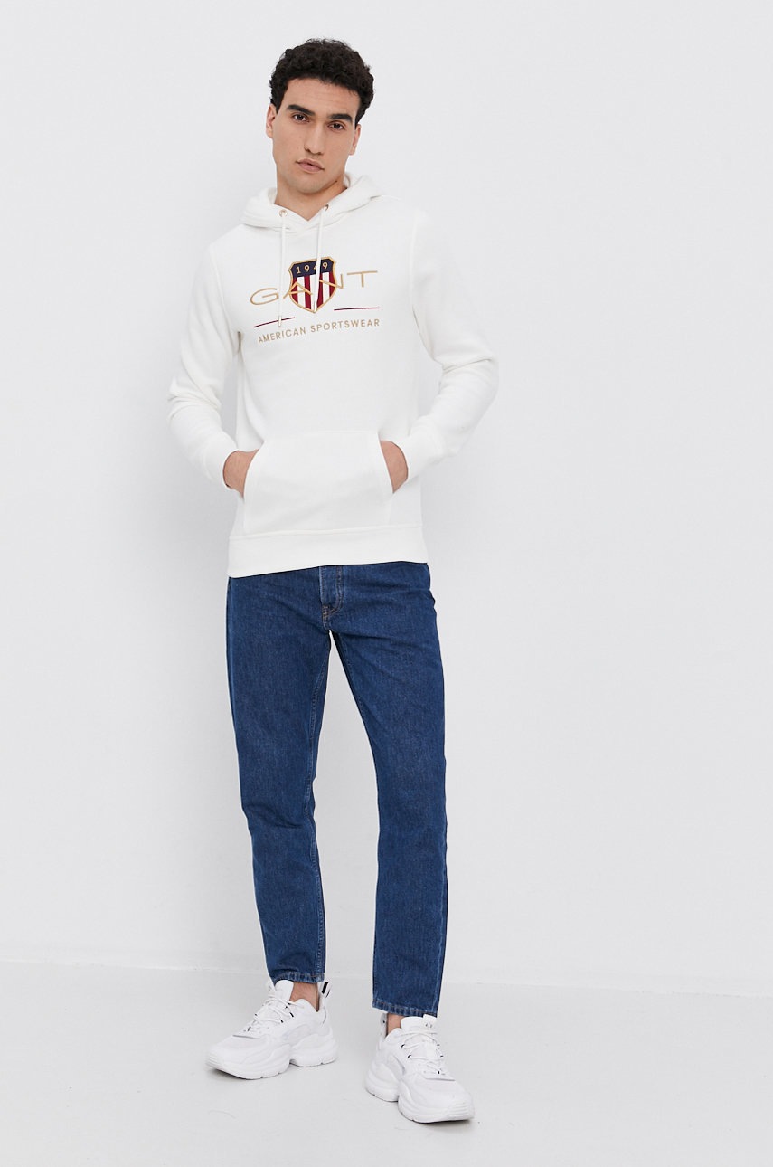 

Кофта Gant чоловіча колір білий з аплікацією
