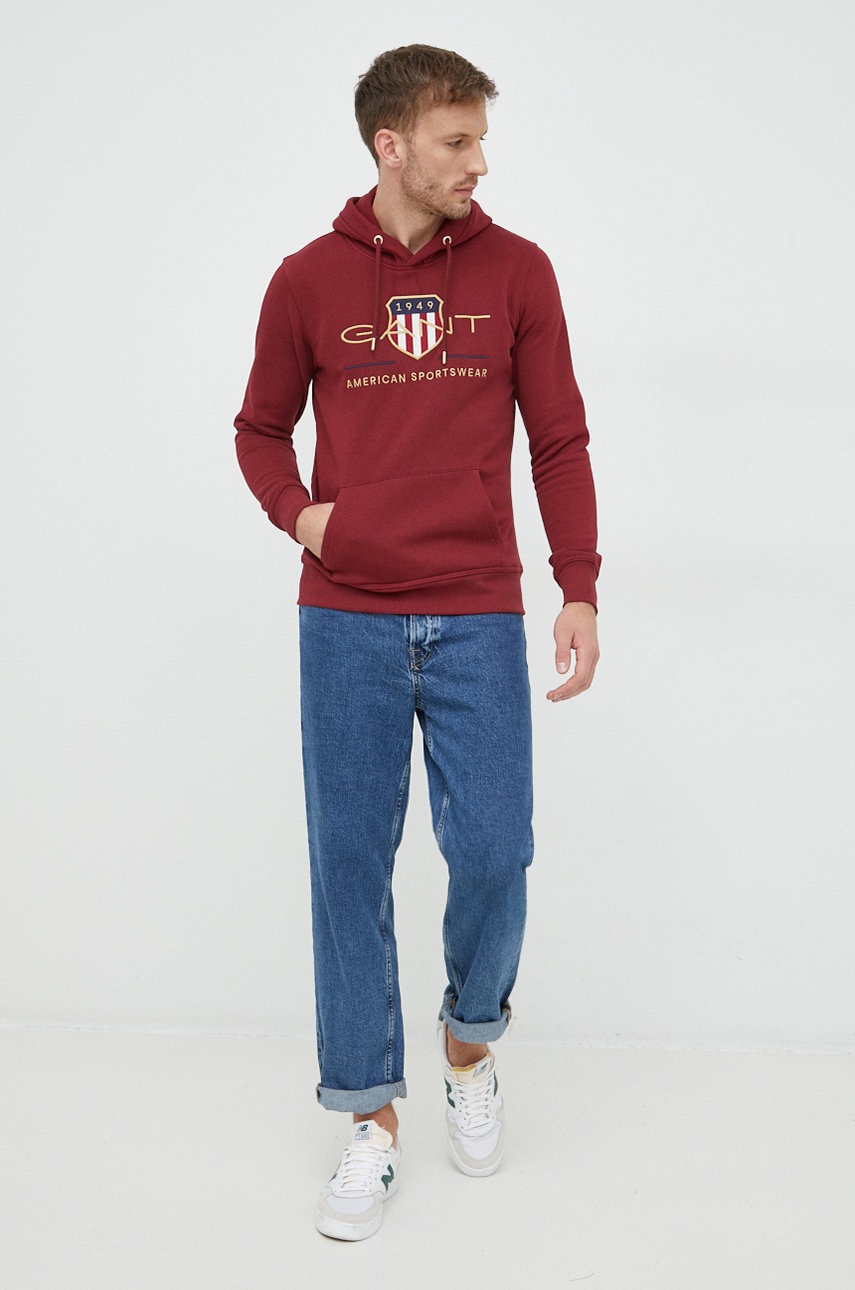 

Кофта Gant мужская цвет красный с аппликацией