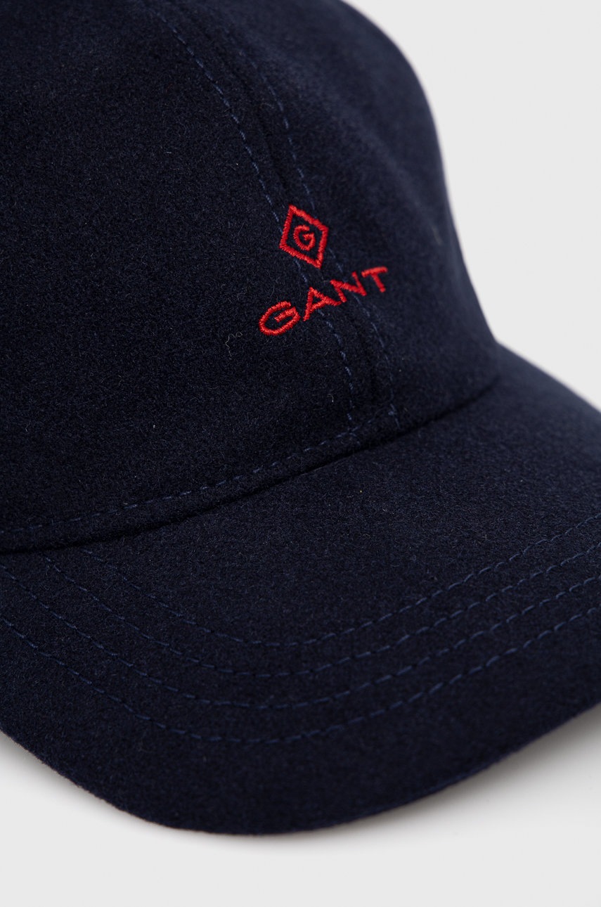 

Шерстяная кепка Gant цвет синий гладкая