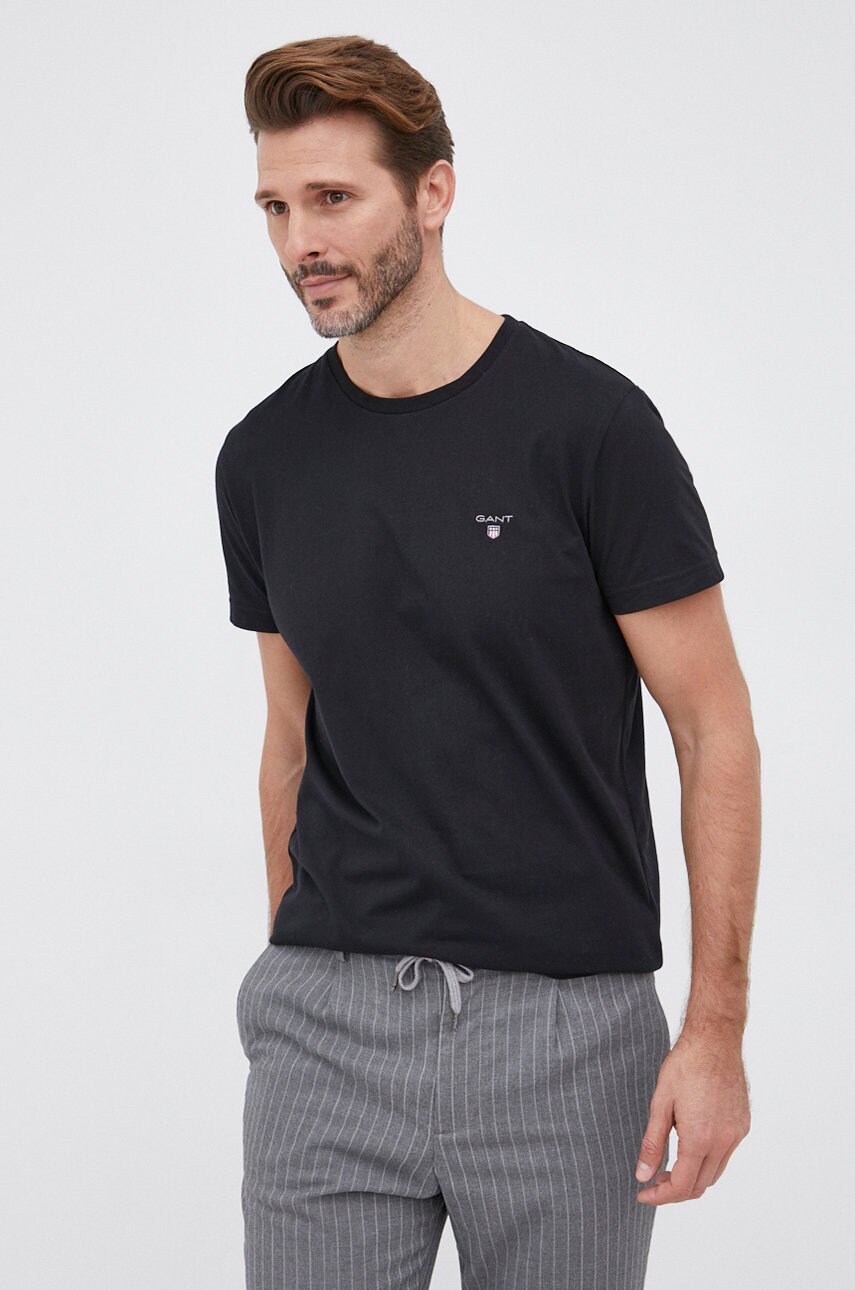 Gant tricou din bumbac culoarea negru, material neted