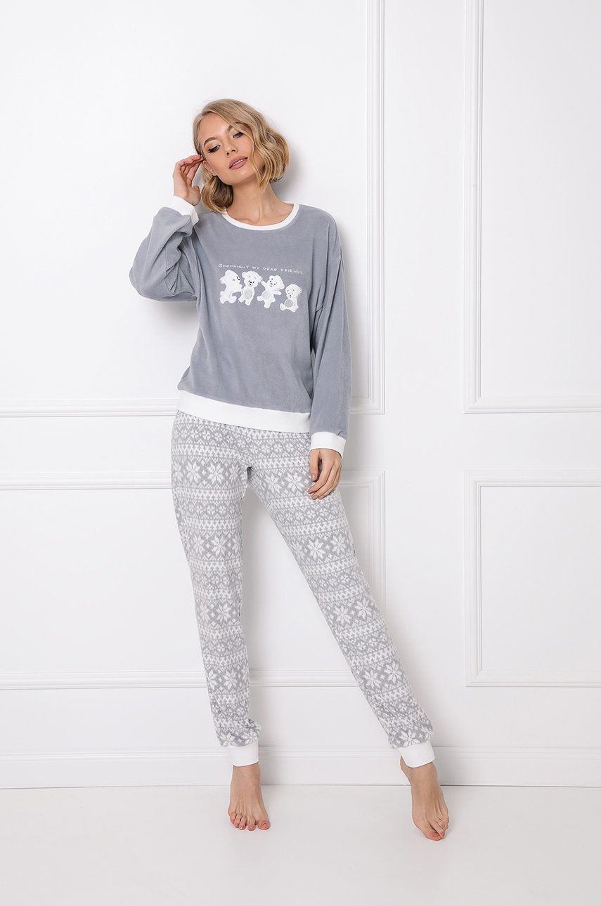 Aruelle Pijama Fiorella femei, culoarea gri answear.ro imagine noua lenjerie-femei.ro