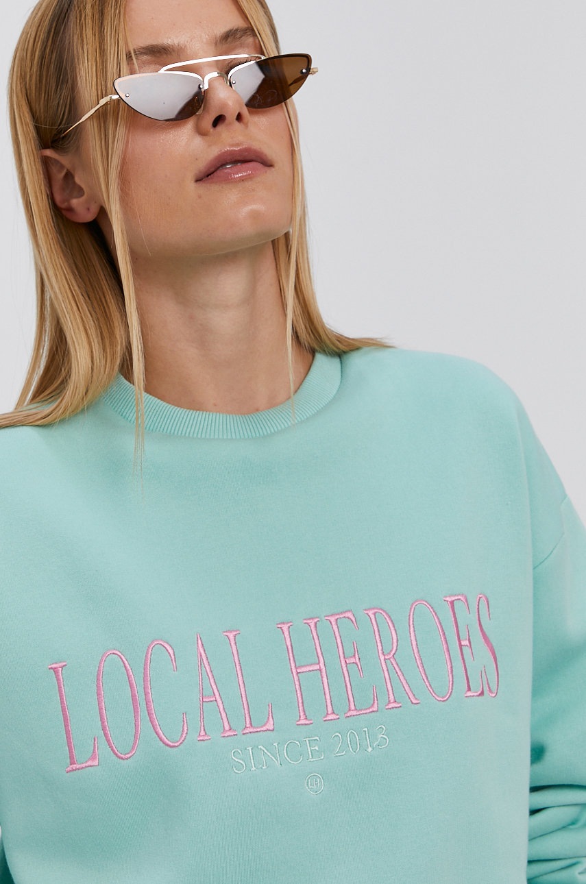 

Бавовняна кофта Local Heroes жіноча колір зелений з аплікацією