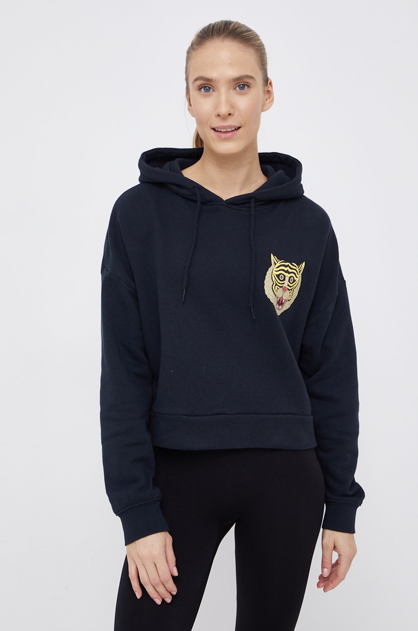 Хлопковая кофта RVCA женская цвет чёрный с аппликацией